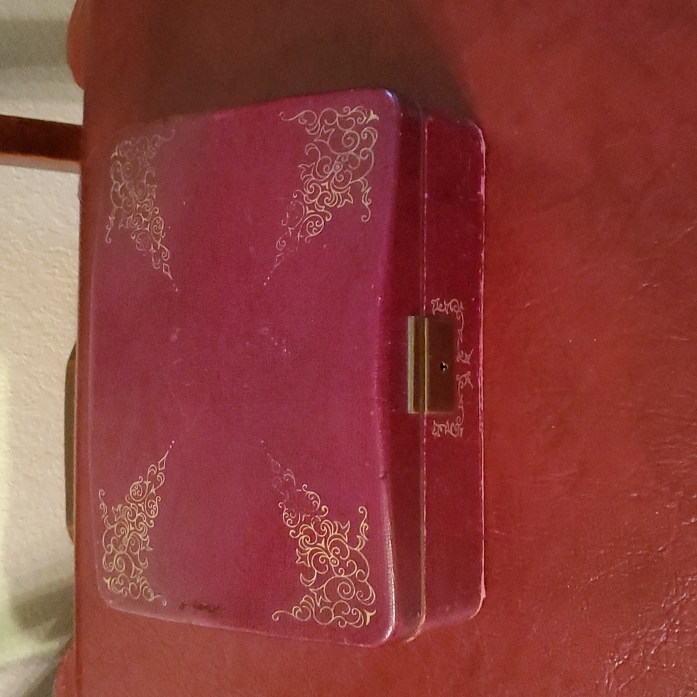 Farrington Texol Jewelry Box | Vintage deep red velvet lined